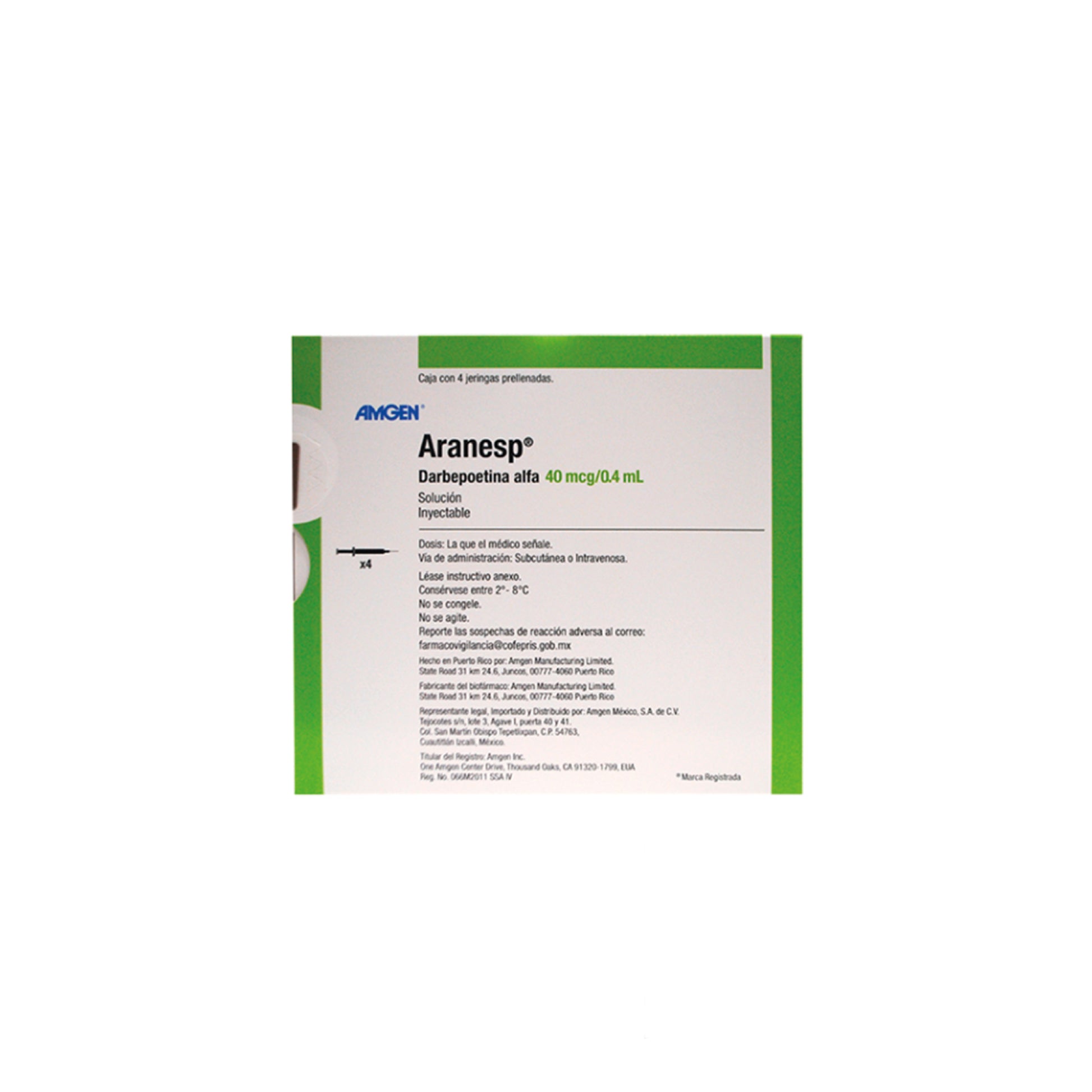Aranesp 40 mcg/0.4 ml precio México